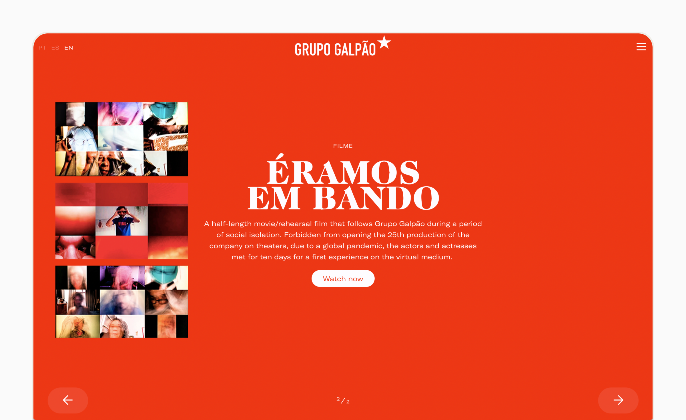 Screenshot of Grupo Galpão’s website
